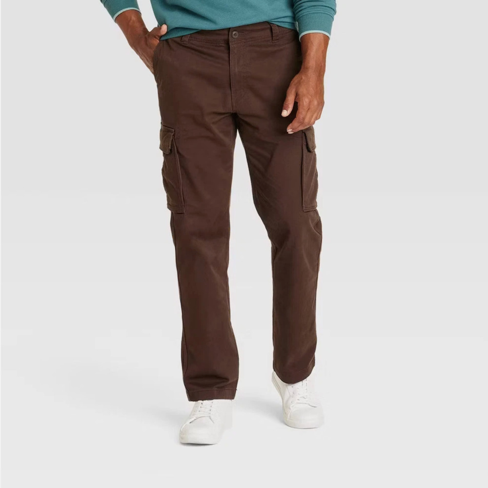 NEW Men's Straight Fit Cargo Pants Goodfellow & Co Brown 36x34